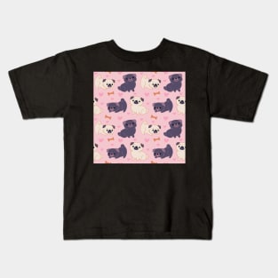 Love Pugs Pattern Kids T-Shirt